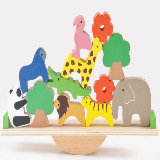 Safari Animals Wooden Balance Board Game