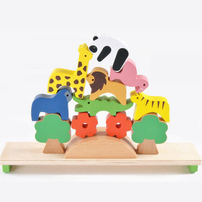 Safari Animals Wooden Balance Board Game